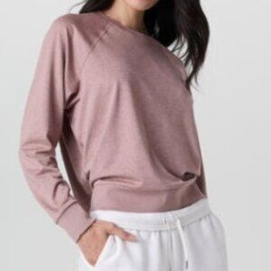 Vuori Long-Sleeve Halo Crew in Zion Rose Heather, Size Large